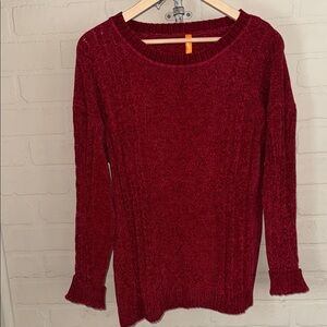 Red Sweater knit velour super soft xl wine red festive NEW